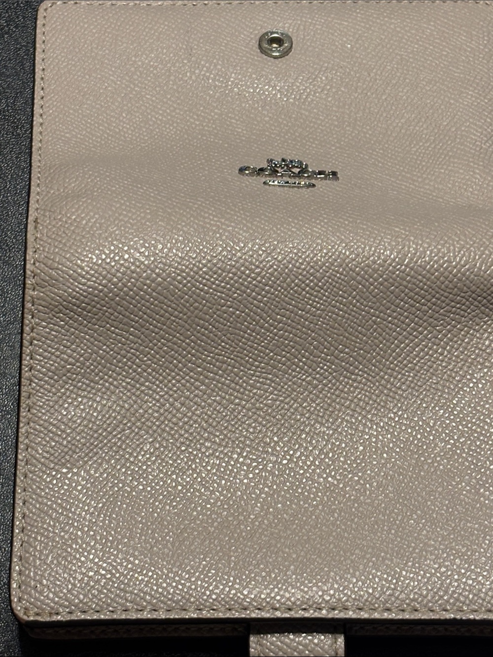 Coach Pebbled Leather Medium Corner Zip Snap Wallet in Light Beige - Picture 6 of 16